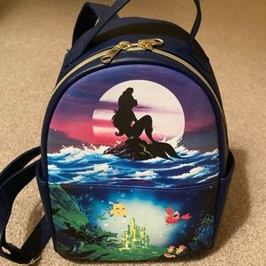 Loungefly Little Mermaid Ariel silhouette mini backpack and wristlet.
